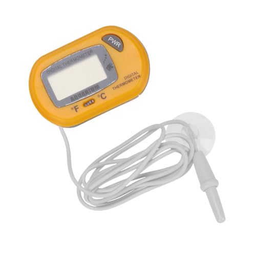 GARIOUANS Mini Aquarium Thermometer Hochpräzise Digitales Thermometer für Fischbecken und Terrarien Handlich mit Großem Display Geeignet für Enge Stellen Gelb von GARIOUANS