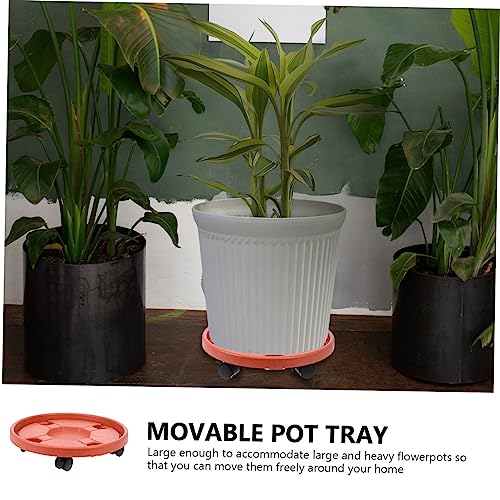 GARIOUANS Mobilier Kunststoff Blumenroller Runder Dicker Verschiebbarer Pflanzenständer mit Wasserschale Langlebig Wasserfest Leicht zu Reinigen für Innen und Außenbereich von GARIOUANS