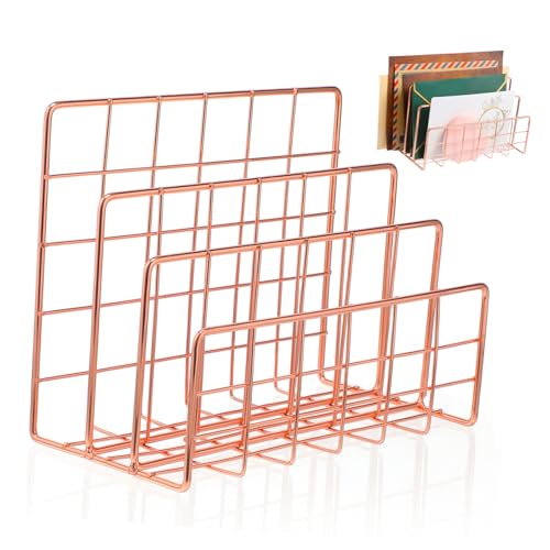 GARIOUANS Moderner Desktop Mail Organizer aus Metall mit Fächern Multifunktionaler Brief und Magazinhalter Platzsparendes Ablagesystem für Büro Schule und Zuhause Rosefarben Klein von GARIOUANS
