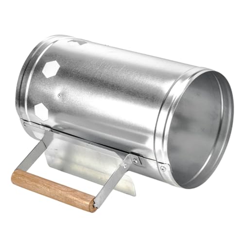 GARIOUANS Outdoor BBQ Grillkamin Anzündkamin mit Holzgriff Großer Verzinkter Stabile Metallkonstruktion für Schnelle Gleichmäßige Kohleanzündung und Einfache Handhabung Beim Grillen von GARIOUANS