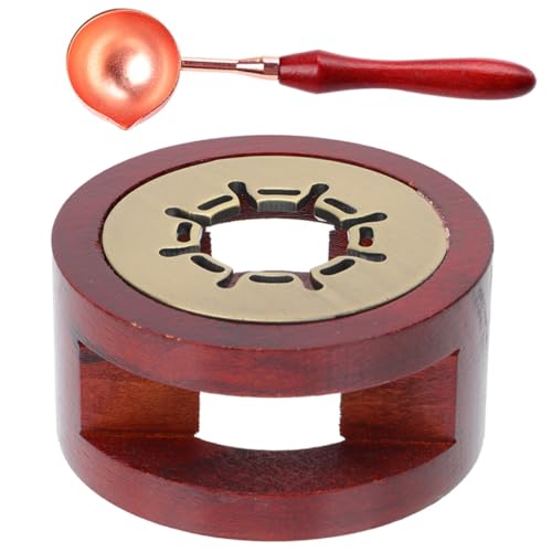 GARIOUANS Retro Wachssiegelwärmer aus Holz und Metall Kompakter Wachsschmelzofen mit Löffel Langlebig Platzsparend Stilvolle Vintage Deko für DIY Bastler und Heimgebrauch von GARIOUANS