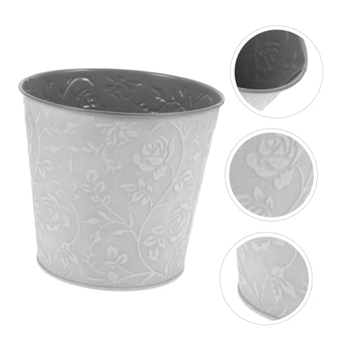 GARIOUANS Vintage Eisen Blumentopf mit Prägung Dekorativer Metall Blumentopf für Innen und Garten Rustikaler Übertopf Kleiner Pflanzkübel für Blumen und Trockenpflanzen von GARIOUANS