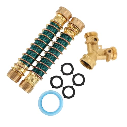 GARIOUANS Wasserhahn Verteiler aus Kupfer Wege Gartenschlauch Adapter mit Spiralfeder Schutz für Gartenschläuche Praktisch Robust Langlebig für Haus und Garten von GARIOUANS