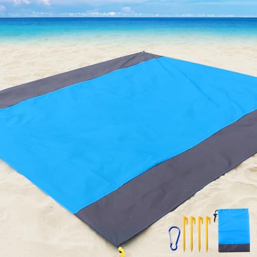 Stranddecke, Strandmatte Sandfrei 210 x 200 cm, Supergroße wasserdichte, Ultraleichte, Faltbare Tragbare Taschendecke,übergroße Picknickdecke, Campingmatte für Strand Park Wandern Garten Gras Reisen von GARITE