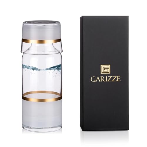 GARIZZE Nachttisch-Wasserkaraffe und Glas-Set für Schlafzimmer, Nachttischkaraffe und Glas-Set, Mundspül-Dekanter für Badezimmer, Wasserkaraffe mit Glasbecher für Nachttisch (680 ml, 200 ml) von GARIZZE