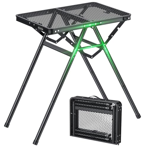GARLLEN Grilltisch klappbar, 60x40cm & 3 Höhenverstellbar(25/48/71cm), X-Förmiges Stützendesign – Stabiler, Leicht & Tragbar Campingtisch Klapptisch Gartentisch Picknicktisch Kleiner Grill Tisch von GARLLEN
