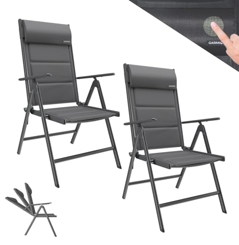 GARMIO® Gartenstuhl Florenz Anthrazitgrau, 7-Fach verstellbar, klappbar, inkl. höhenverstellbares Nackenkissen, für Terrasse oder Garten, 2er Set von GARMIO