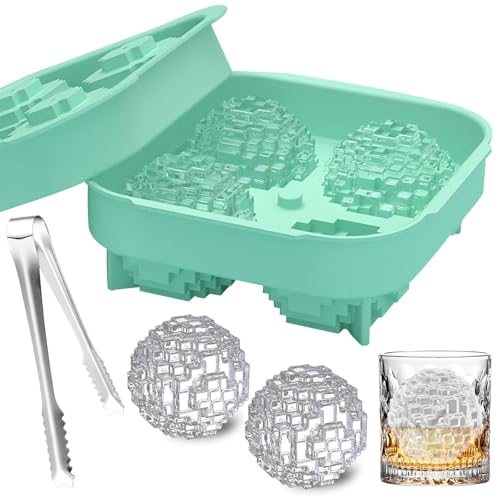 Eiswürfelform Silikon Groß Eiswürfelformen Eiswürfel Form mit Deckel Kugel Wiederverwendbar spülmaschinenfest Eiswürfelbehälter Eingefroren Eiswürfel für Whisky Cocktails Whiskey Saft von GAROMIA