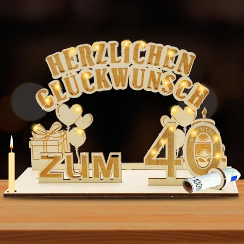 GAROMIA 40 Geburtstag Mann Frau 40. Geldgeschenke Geburtstag Holz Geschenke zum Geburtstag Gästebuch Geldgeschenke Frauen 40 Geburtstag Deko für 40 Jahre Hochzeit Jubiläum Tischdeko von GAROMIA