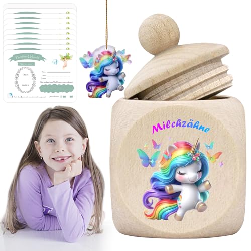 GAROMIA Zahndose Milchzähne Mädchen Milchzahndose Mädchen milchzahn dose Holz Zahndose Milchzahndose mit Schraubdeckel Zahnbox Aufbewahrungsbox Zähne Kinder Souvenir Box von GAROMIA