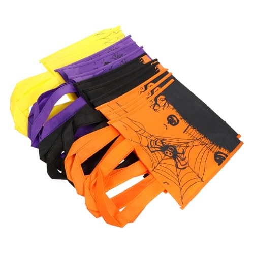 GAROZATION 12 Stück Teiliges Halloween Süßigkeitstüten aus Strapazierfähigem Vliesstoff mit Klassischen Halloween Motiven Dekorative Geschenktüten für Party Wiederverwendbar und Robust von GAROZATION
