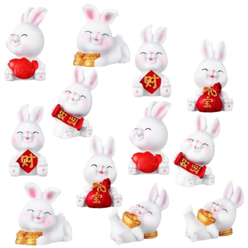 GAROZATION 12 Stück Teiliges Miniatur Kaninchen Figuren aus Langlebigem Harz Leichte Dekorative Hasenstatuen für Innenbereich und Mikrolandschaft Kreative Frühlings Jahreszeit Dekoideen von GAROZATION