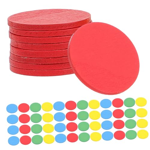 GAROZATION 128 Stück Teiliges Farbiges Holzspielchip für Kleine Runde Zählchips aus Holz Vielseitig für Lernspiele DIY Dekorationen Partyspiele Mathematik und Kreative Bastelprojekte von GAROZATION