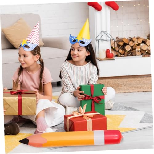 GAROZATION 2 Stück PVC Aufblasbare Bleistift Dekoration Orange Große Schulanfang Deko Leicht Tragbar Kreative Klassenzimmerdeko Back to School Party Zubehör von GAROZATION