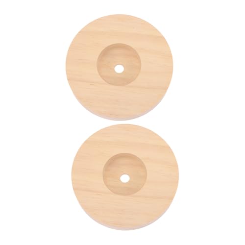 GAROZATION 2 Stück Runde Holz lampenbasis Massiver Tischlampenfuß aus Hochwertigem Holz Glatt Poliert mit Vorgebohrten Löchern für Kabel als Runde Tischleuchte Sockel und Nachttischlampe von GAROZATION