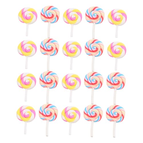 GAROZATION 20 Stück Teiliges Miniatur Lollipop Modell Bunte Simulation Lutscher aus Hochwertigem Resin Farbenfrohe DIY Dekoration für Miniaturhäuser Handwerk Party und Kindergeburtstag von GAROZATION