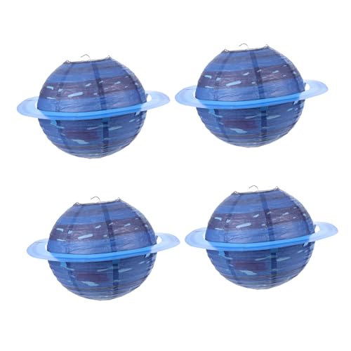GAROZATION 4 Stück Papierlaternen Planeten-motiv Farbenfroh Rund für Party Klassenzimmerdekoration Geburtstagsdeko Weltraumthema Lebendige Farben von GAROZATION
