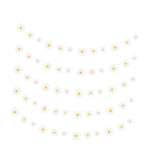 GAROZATION 5 Stück Teiliges Daisy Banner aus Verarbeitung Einfache Aufhängung Blumengirlande für Geburtstags Hochzeits und Frühlingsparty Deko Geeignet für Innen und Außenbereich Festliche von GAROZATION