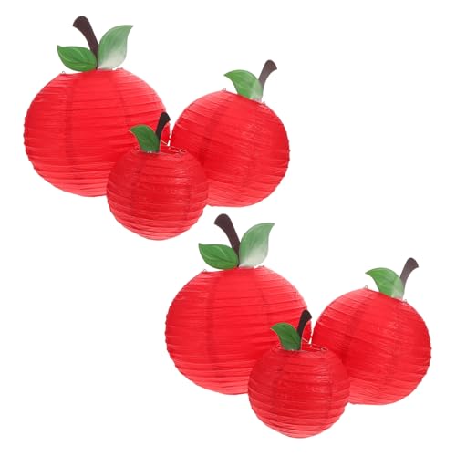 GAROZATION 6 Stück Teiliges Apfel Papierlaternen Robuste Wiederverwendbare Rote Apfel Laternen in Vielseitige Klassenzimmer Decke Dekoration und Party Obst-Themen Dekoration Einfache von GAROZATION