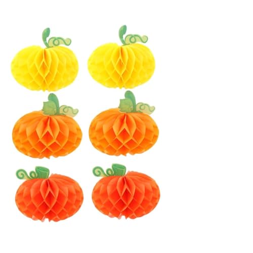 GAROZATION 6 Stück Teiliges Halloween Papier Waben Deko Kürbisform Hängende Honeycombs in Farben Leichte Wiederverwendbare Partydekoration für Vielseitige Halloween Feierlichkeiten von GAROZATION