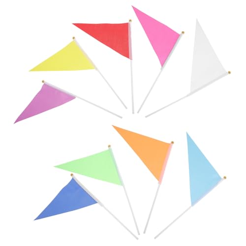 GAROZATION 9Stücke Teiliges Handheld Flaggen Kleine Bunte Wimpel aus Polyester für Partys und Feiern Leichte und Praktische Dekoration für Garten und Veranstaltungen von GAROZATION