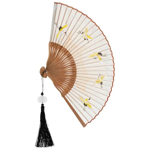 GAROZATION Eleganter Retro Faltfächer aus Seide und Holz Chinesisch-Japanisches Kunsthandwerk Handlicher Sommerlüfter und Stilvolle Wohnraumdekoration Praktisches Geschenk für Freunde von GAROZATION