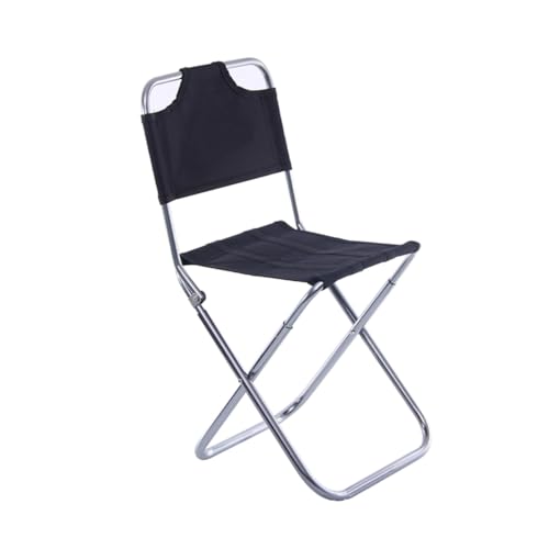 GAROZATION Faltbarer Campingstuhl mit Rückenlehne Leichter Aluminiumlegierung Klapphocker für Angeln Wandern Outdoor Aktivitäten Tragbar und Robust Schwarz Silber für Unterwegs von GAROZATION