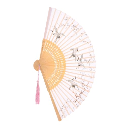 GAROZATION Faltbarer Holz Handfächer Chinesischer Stil Vintage Hochzeit Fächer Weiß Leicht Tragbar Für Party Tanz Dekoration Geschenk von GAROZATION