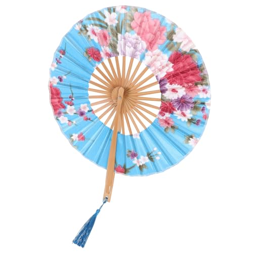 GAROZATION Faltbarer Retro Handfächer aus mit Floralem Muster Klassischer Japanischer Rundfächer für Hochzeit Tanzparty und Dekoration Eleganter Handventilator mit Stabilem von GAROZATION