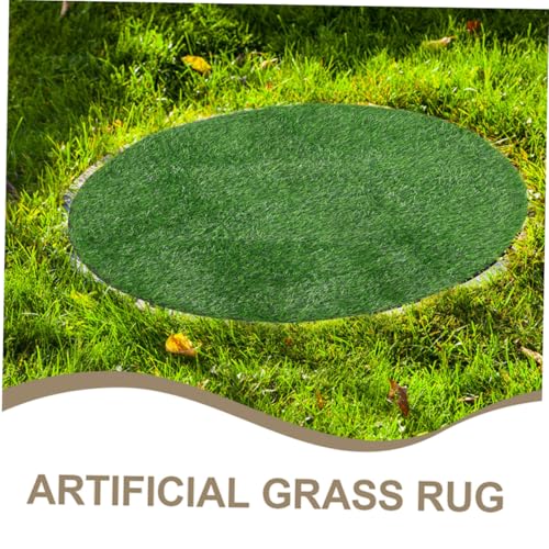 GAROZATION Kunstrasen Tischdecke Rund Dicke Künstliche Grasmatte Wetterfest Outdoor Dekoration als Schachtdeckel und Tischmittelstück von GAROZATION