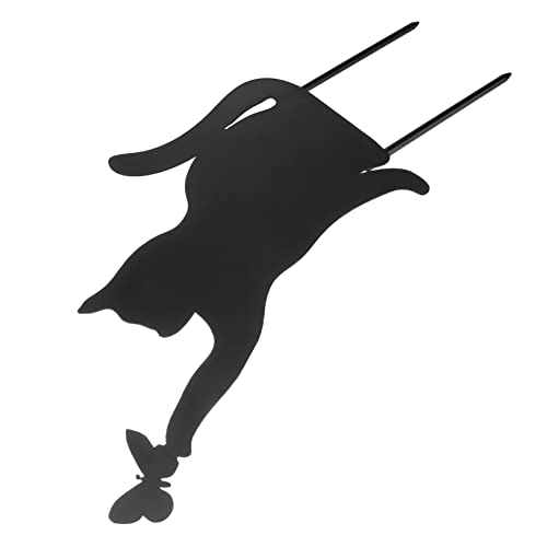 GAROZATION Metall Katzen Dekoration Für Garten Und Terrasse Kreative Art Wetterfest Und Wiederverwendbar Für Blumenbeete Und Teiche Schwarz Zufällige Ständerform von GAROZATION