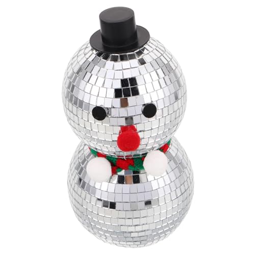 GAROZATION Reflektierende Schneemann-figur mit Gestricktem Schal Silberner Disco-ball-Lichteffekt Winterliche Weihnachtsdekoration für Kamin Tisch und Party Kompakt Leicht Festliche Winter von GAROZATION