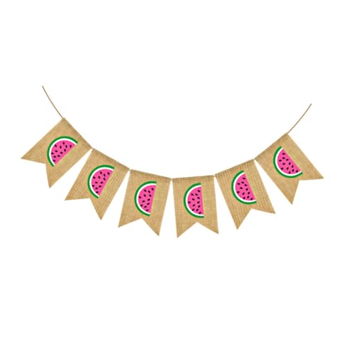GAROZATION Sommerparty Wassermelone Wimpelgirlande Teilig Wimpel Banner Dekoration für Kindergeburtstag Familienfeier Gartendeko mit Schwalbenschwanzform Obst Party Banner von GAROZATION