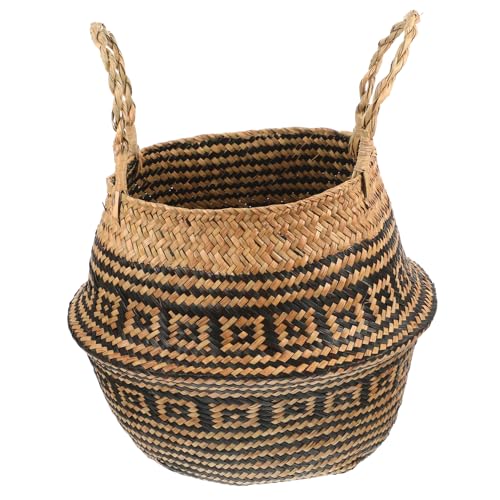 GAROZATION Geflochtener Blumenkorb Handgewebt Mit Griff Als Aufbewahrungskorb Für Pflanzen Dekorativ Für Wohnzimmer Schlafzimmer Blumenladen Handgefertigt Gewebter Korb Tragbar von GAROZATION