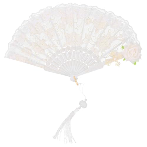 GAROZATION Vintage Spitzen-handfächer Eleganter Handventilator für Damen Kleiner Leichter Fächer aus Kunststoff und Spitze für Tee-partys Hochzeiten Cosplay und Fotoshootings von GAROZATION
