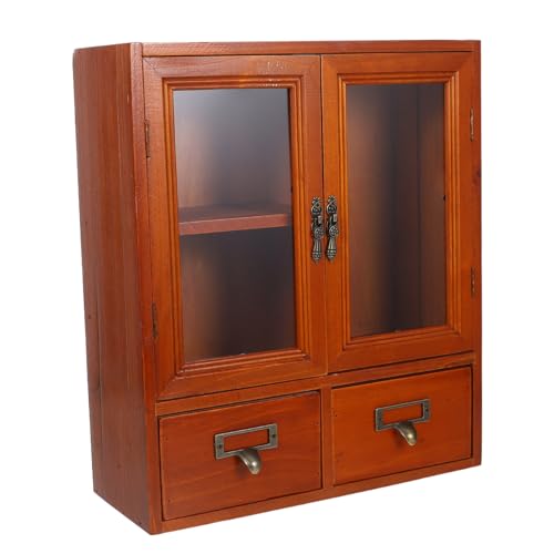 GAROZATION Vintage Wand Schrank aus Massivem Holz Doppelklapptüren Multifunktionales Aufbewahrungsregal für Schlafzimmer Bad und Büro Stilvolle Rustikale Optik Platzsparendes Design von GAROZATION