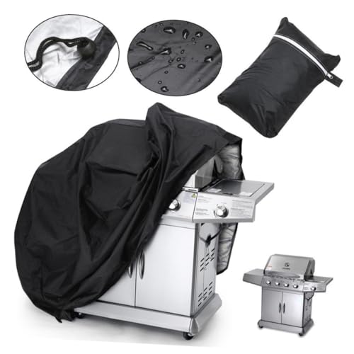 GAROZATION wasserdichte Grillabdeckung aus Nylon Schwere Schutzhaube für Outdoor-möbel Wetterfeste Barbecue-Abdeckung Staubdicht Robust Geeignet für Garten und Terrasse Schwarz von GAROZATION