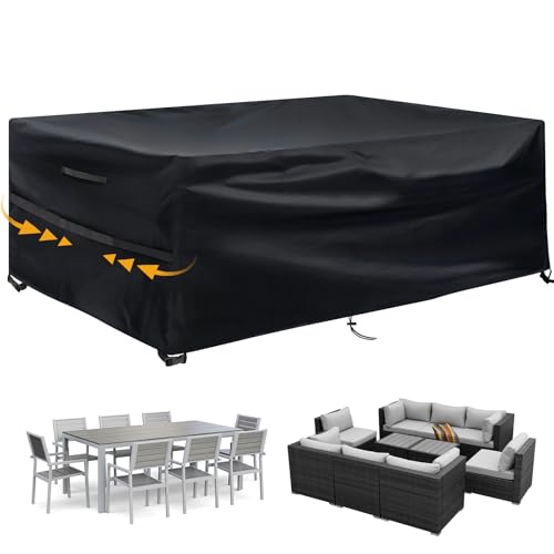 GARPROVM Abdeckung für Gartenmöbel, Abdeckplane Gartenmöbel Schutzhülle für Gartenmöbel Wasserdicht Winddicht Anti-UV Staubdicht Oxford Gewebe, für Outdoor Sofa Tisch Möbelsets - 213x132 x74cm von GARPROVM