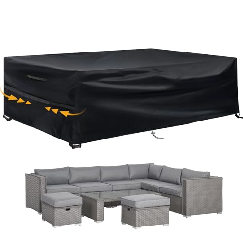 GARPROVM Abdeckung für Gartenmöbel, Abdeckplane Gartenmöbel Schutzhülle für Gartenmöbel Wasserdicht Winddicht Anti-UV Staubdicht Oxford Gewebe, für Outdoor Sofa Tisch Möbelsets - 280x204x106cm GARPROVM Abdeckung für Gartenmöbel, Abdeckplane Gartenmöbel Schutzhülle für Gartenmöbel Wasserdicht Winddicht Anti-UV Staubdicht Oxford Gewebe, für Outdoor Sofa Tisch Möbelsets - 280x204x106cm von GARPROVM