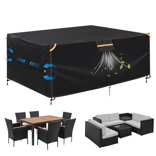 GARPROVM Abdeckplane Gartenmöbel Outdoor Wasserdicht, 180x120x74cm Gartenmöbel Abdeckung Wetterfest 420D Oxford Gewebe mit Belüftung, Staubdicht Schutzhülle für Outdoor Sitzgruppe Sofa Tischabdeckung GARPROVM Abdeckplane Gartenmöbel Outdoor Wasserdicht, 180x120x74cm Gartenmöbel Abdeckung Wetterfest 420D Oxford Gewebe mit Belüftung, Staubdicht Schutzhülle für Outdoor Sitzgruppe Sofa Tischabdeckung von GARPROVM