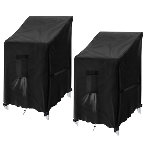 GARPROVM Schutzhülle für Gartenstühle 2 STK, Abdeckung für Stapelstühle Winterfest 64 x 85 x 120cm, Stuhlabdeckung Wetterfest Wasserdicht Abdeckplane für Balkonstühle Sessel von GARPROVM