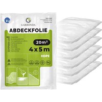 Garronda Abdeckfolie 4x5 m 6er Pack transparent HDPE Malerfolie für Renovierung, Staubschutzfolie Umzug, Abdeckplane Baufolie für Möbel- & von GARRONDA