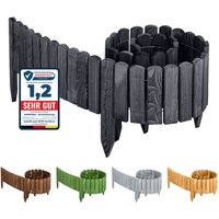 Garronda Beeteinfassung Holz Rollzaun Holzzaun 200 x 8 cm imprägniert Flexibler Rollborder Rasenkante Palisade Gartenzaun Umzäunung für Garten von GARRONDA