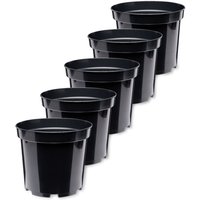 Garronda Blumentopf Kunststoff Pflanztopf rund Kräutertopf Anzuchttöpfe Blumentopf Schwarz für Innen und Aussen 10cm GD-0025 (5 Stück - Schwarz, ⌀ von GARRONDA