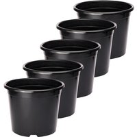Garronda Blumentopf Kunststoff Pflanztopf rund Kräutertopf Anzuchttöpfe Blumentopf Schwarz für Innen und Aussen 31cm GD-0025 (5 Stück Schwarz, ⌀ 31 von GARRONDA
