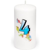 Garronda Geburtstagskerzen mit Motiv 4 Jahre 6x12cm und 24 Std. Brenndauer Geschenk für Mädchen & Jungen zum Kinder oder Erwachsener Geburtstag von GARRONDA