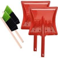 Garronda Kehrschaufel Set 2 Stück mit komplett aus Metall gefertigter Schaufel und Handfeger aus Holz und Synthetik Kehrbesen für Haushalt GD-0172 von GARRONDA