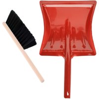 Garronda Kehrschaufel Set mit komplett aus Metall gefertigter Schaufel und Handfeger aus Holz und Synthetik Kehrbesen für Haushalt GD-0172 (Schwarz + von GARRONDA