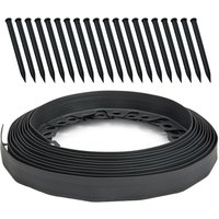 Garronda Rollrasenkante 10 m aus Kunststoff, Flexible Beeteinfassung Hoch 4 cm mit 20 Befestigungsnägel, Rasenbegrenzung für Beetumrandung und von GARRONDA