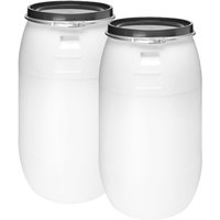 Garronda Set 2X 220 Liter Regentonne mit Deckel Weithalsfass aus HDPE Regenfass für Garten Fass 220l Regenwassertonne Futtertonne Wasserbehälter Garronda Set 2X 220 Liter Regentonne mit Deckel Weithalsfass aus HDPE Regenfass für Garten Fass 220l Regenwassertonne Futtertonne Wasserbehälter von GARRONDA